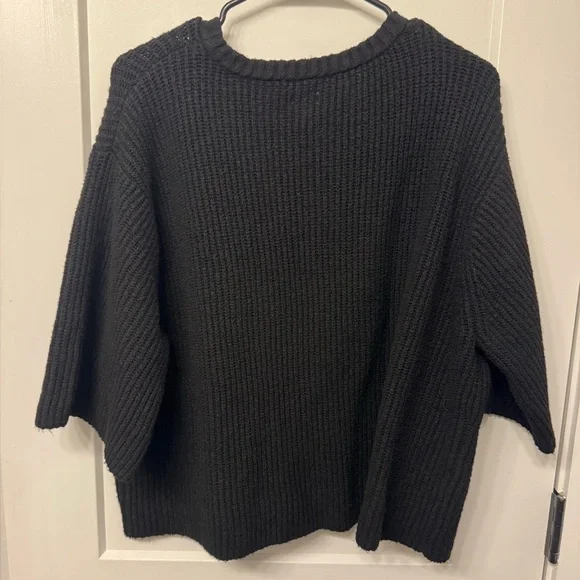 Aerie Black Knit Button-Up Cardigan - Picture 2 of 3